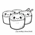 Kawaii Sushi Roll Coloring Pages 1