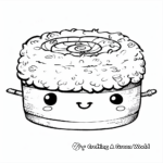 Kawaii Sushi Roll Coloring Pages 3
