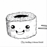 Kawaii Sushi Roll Coloring Pages 4