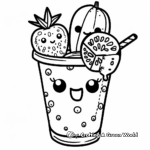 Kawaii Tropical Fruit Smoothie Coloring Pages 1
