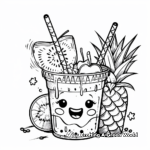 Dibujos para colorear de Kawaii Batido de frutas tropicales 3