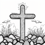 Kid-Friendly Cartoon Easter Cross Coloring Pages 2