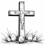 Kid-Friendly Cartoon Easter Cross Coloring Pages 3