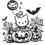 Kid-Friendly Halloween Hello Kitty Coloring Pages 1