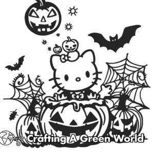Halloween Hello Kitty Coloring Pages - Free &amp; Printable!