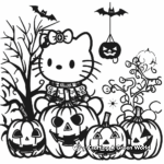 Kid-Friendly Halloween Hello Kitty Coloring Pages 3