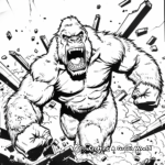 King Kong in Action: Destruction-Scene Coloring Pages 1