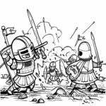 Knights In Battle Coloring Pages: Crusades Scene 1