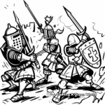 Knights In Battle Coloring Pages: Crusades Scene 3