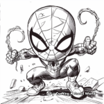 Little Spiderman Fighting Villains Coloring Pages 1