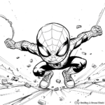 Little Spiderman Super Hero Landing Coloring Pages 1