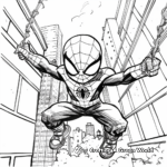 Little Spiderman Swinging Through New York Coloring Pages 3