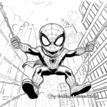 Little Spiderman Swinging Through New York Coloring Pages 4