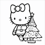 Lovely Hello Kitty Christmas Tree Coloring Pages 2