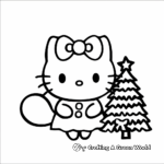 Lovely Hello Kitty Christmas Tree Coloring Pages 4