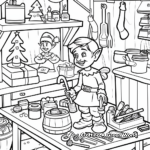 Magical Elf Workshop Coloring Pages 2