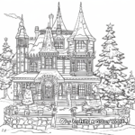 Majestic Christmas Mansion Coloring Pages 2
