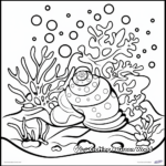 Marine Life: Seashell and Coral Reef Coloring Pages 3