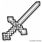 Páginas para colorear del logotipo de la espada de diamante de Minecraft 1