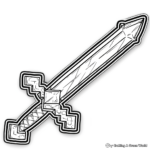 Páginas para colorear del logotipo de la espada de diamante de Minecraft 3