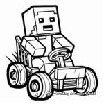 Minecraft Steve in Minecart Coloring Pages 2