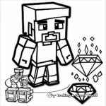 Minecraft Steve Mining Diamond Coloring Pages 1