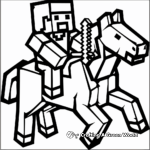 Minecraft Steve Riding Horse Coloring Pages 2