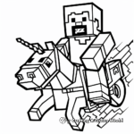 Minecraft Steve Caballo de Equitación Páginas para colorear 3