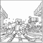 Minecraft Steve Versus Zombies Coloring Pages 1