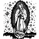Night Sky Virgen de Guadalupe Coloring Pages 1