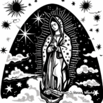 Night Sky Virgen de Guadalupe Coloring Pages 2