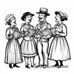 Old-Fashioned Christmas Carol Singers Coloring Pages 2