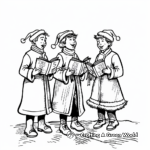 Old-Fashioned Christmas Carol Singers Coloring Pages 4