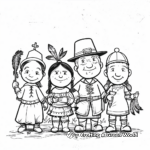 Pilgrims and Native Americans Christian Thanksgiving Coloring Pages 4