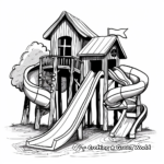 Playful Kids' Tree House Coloring Pages with Slides 1
