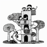 Playful Kids' Tree House Coloring Pages with Slides 2