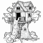 Playful Kids' Tree House Coloring Pages with Slides 4