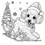 Poodle in a Santa Sleigh Coloring Pages 1
