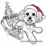 Poodle in a Santa Sleigh Coloring Pages 2