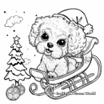 Poodle in a Santa Sleigh Coloring Pages 4