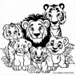Pre-K Jungle Animals Coloring Pages: Lions, Tigers, and Bears 1