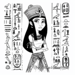 Queen Cleopatra in Egyptian Hieroglyphs Style Coloring Pages 3
