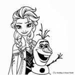 Queen Elsa and Olaf Friendship Frozen Coloring Pages 2