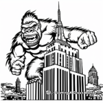 Radiant Night Scene of King Kong on Empire State Building Coloring Pages 4