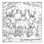 Reindeers in a Frozen Christmas Scene Coloring Pages 3