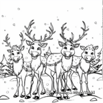 Reindeers in a Frozen Christmas Scene Coloring Pages 4