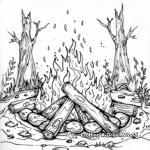Relaxing Nighttime Campfire Coloring Pages 1