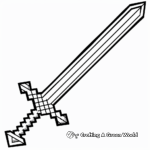 Retro 8-Bit Minecraft Sword Coloring Pages 2