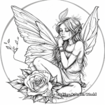 Romantic Fairy and Rose Coloring Pages 2