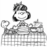 Sally and Charlie Brown in Thanksgiving Scenes Coloring Pages 2